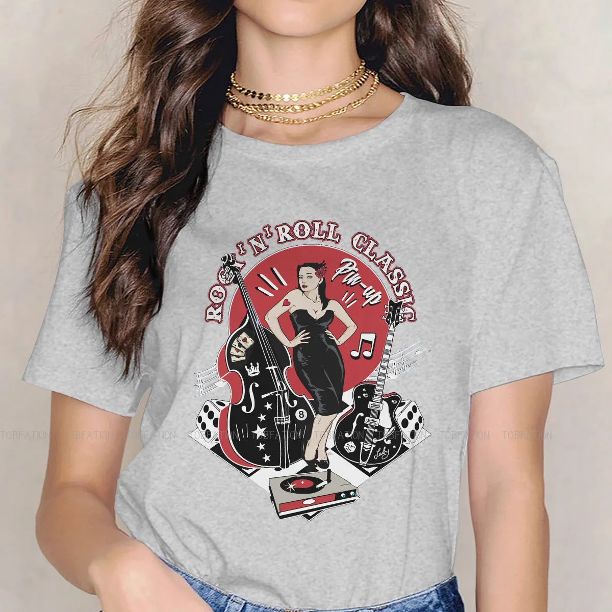 Rockabilly Vintage Rock Roll Pin Up Oversized Hipster T Shirt