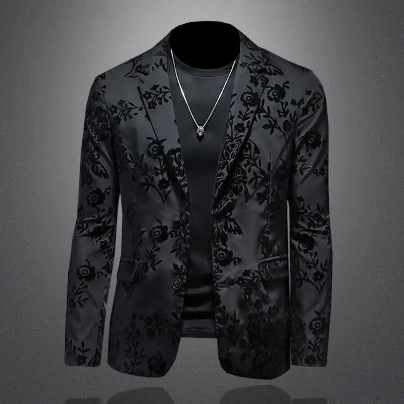 Jacquard Flocking Casual Suit Coat