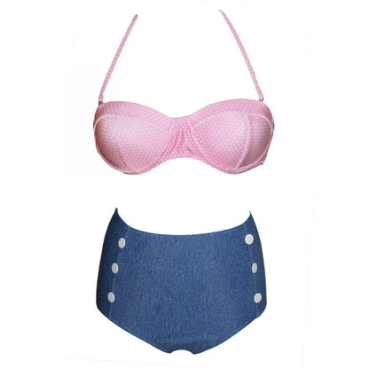 Retro Swimsuit Vintage Pin Up High Waist Bikini Bathing Suit