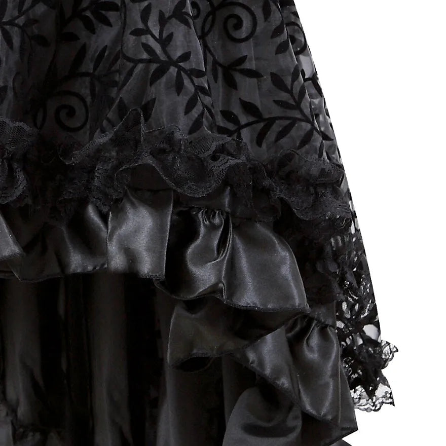 Steampunk Gothic Burlesque Floral Lace Skirt Asymmetrical Showgirls