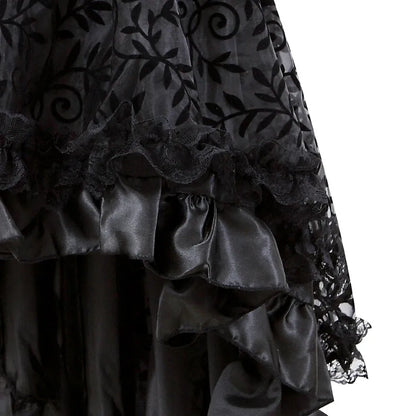 Steampunk Gothic Burlesque Floral Lace Skirt Asymmetrical Showgirls