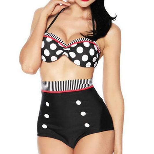 Retro Swimsuit Vintage Pin Up High Waist Bikini Bathing Suit