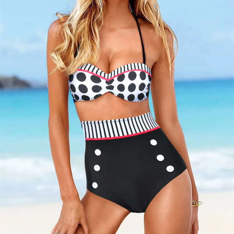 Retro Swimsuit Vintage Pin Up High Waist Bikini Bathing Suit