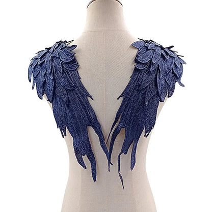 2PCS/Set Embroidery Angel Wing Applique Sewing Flower Collar Patch
