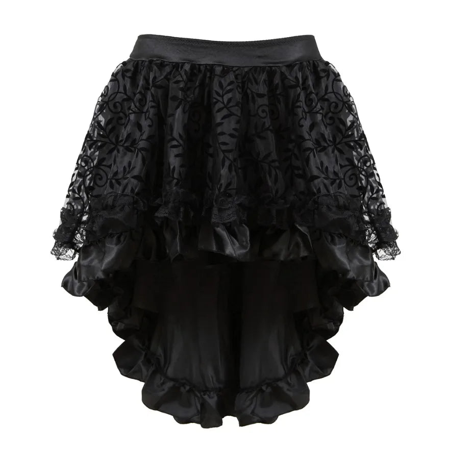 Steampunk Gothic Burlesque Floral Lace Skirt Asymmetrical Showgirls