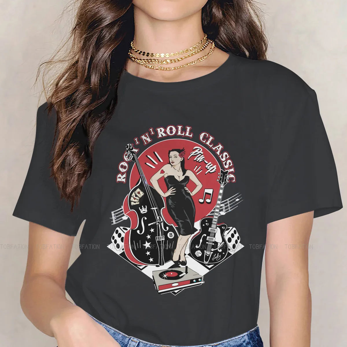 Rockabilly Vintage Rock Roll Pin Up Oversized Hipster T Shirt