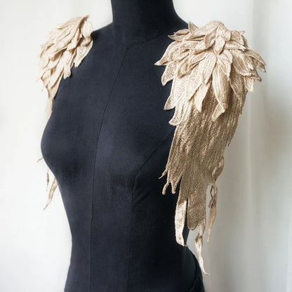 2PCS/Set Embroidery Angel Wing Applique Sewing Flower Collar Patch
