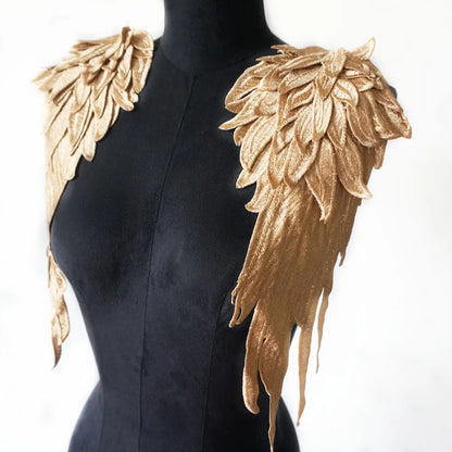 2PCS/Set Embroidery Angel Wing Applique Sewing Flower Collar Patch