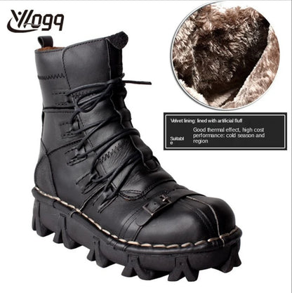 Men's Cowhide Genuine Leather Skull Desert Ankle Boots Handmade