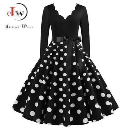 Vintage V Polka Dot Pin Up Dress