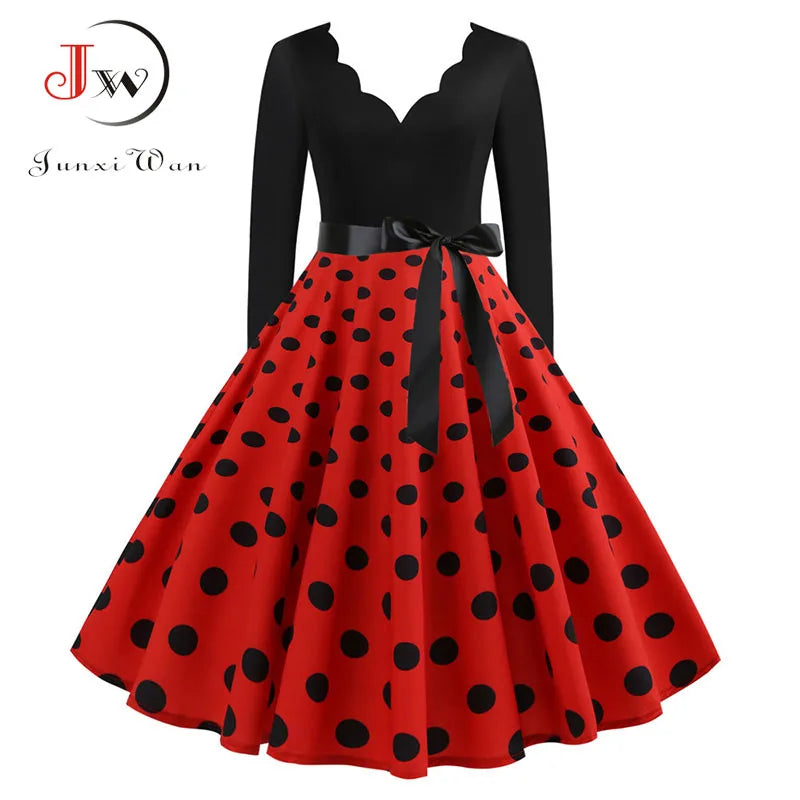 Vintage V Polka Dot Pin Up Dress