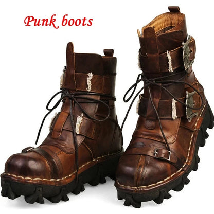 Men's Cowhide Genuine Leather Skull Desert Ankle Boots Handmade