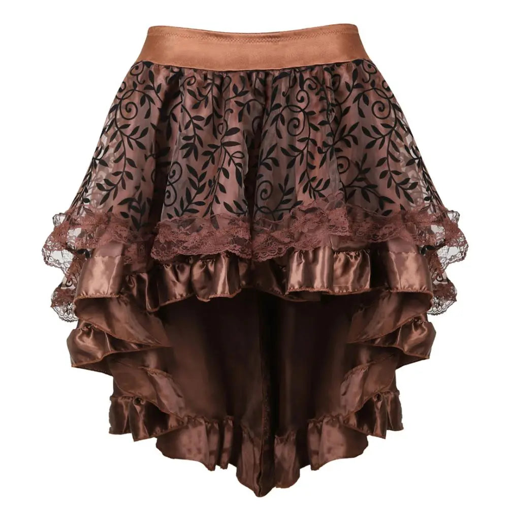 Steampunk Gothic Burlesque Floral Lace Skirt Asymmetrical Showgirls