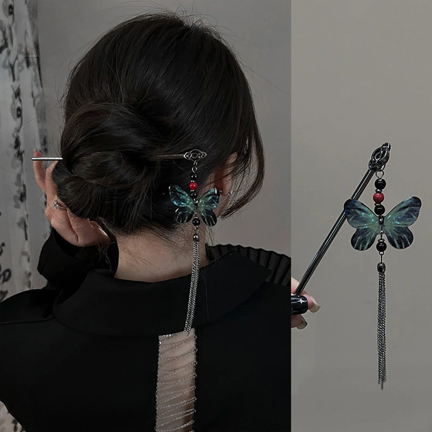 Gothic Style Pendant Hairpin Metal Moon Tassel Hair Accessories