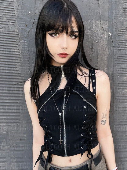 Side Stitched Gothic Banded Crop