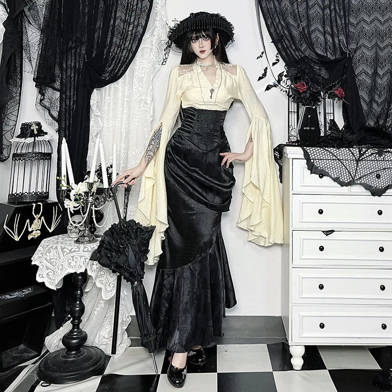 Asymmetrical Maxi Gothic High Rise Mermaid Skirts