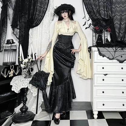 Asymmetrical Maxi Gothic High Rise Mermaid Skirts