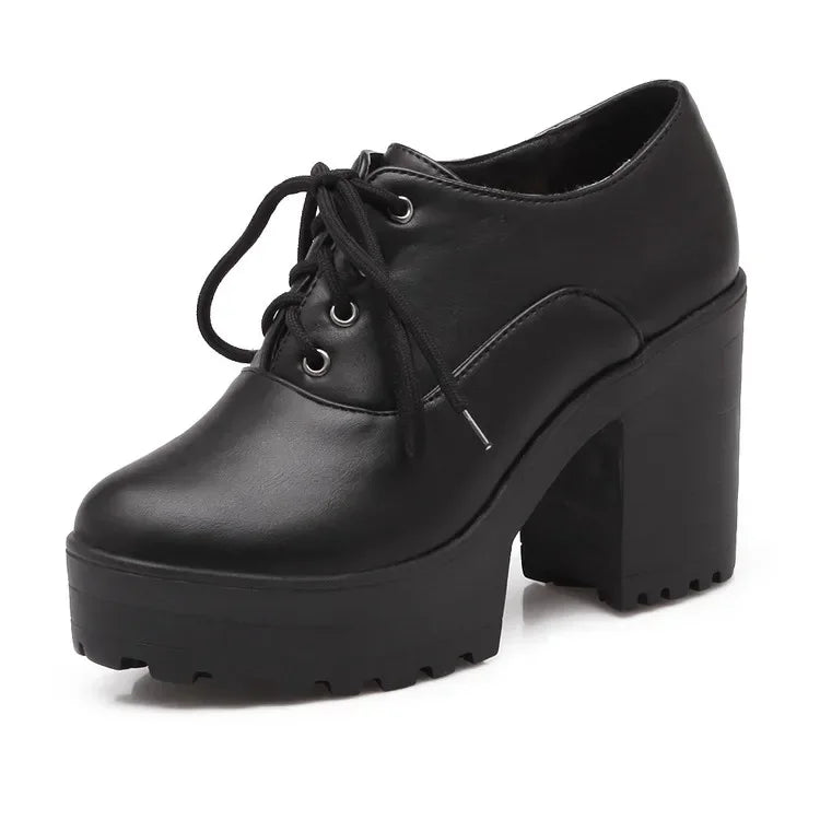 Pumps Chunky Block High Heels Shoes