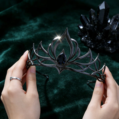 Minimalist Gothic Crown Black Silver Hollow Out Design Headwear