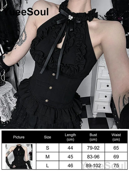 Gothic Lace Mesh Crop Spaghetti Strap Tops