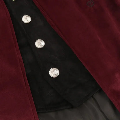 Gothic Steampunk Vintage Medieval Vampire Black Red Coat Court Style Nobles Tailcoat