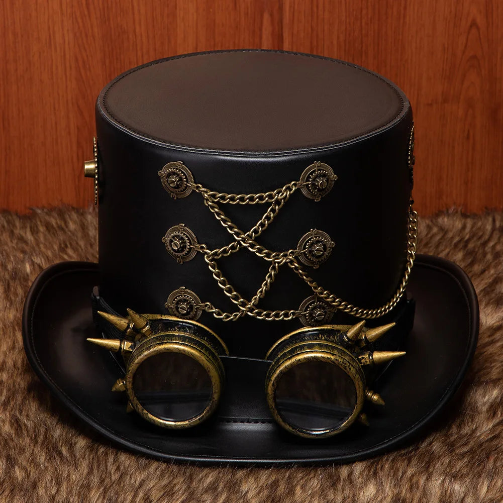 Victorian Steampunk Top Hat with Goggles Vintage