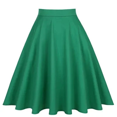 Small Red Polka Dot Midi Summer Pin Up High Waist Retro Vintage Rockabilly 50s Women Skirt