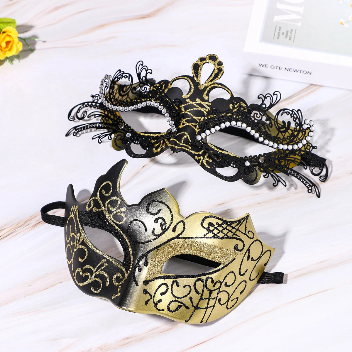 Couples Masquerade Venetian Ball Mask Set
