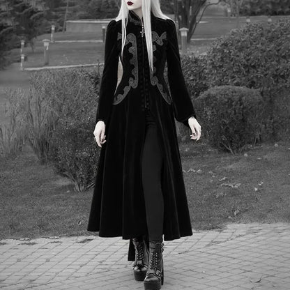 Long Sleeve Velvet Tailcoat Gothic Vampire Medieval