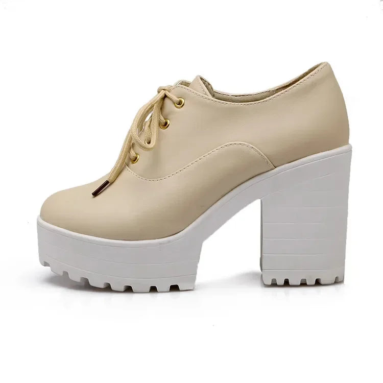 Pumps Chunky Block High Heels Shoes