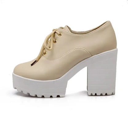 Pumps Chunky Block High Heels Shoes