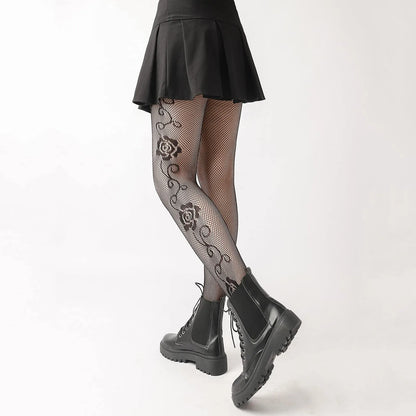 Tights Gothic Cross Print Club Stockings Nylon Socks Fishnet Pantyhose