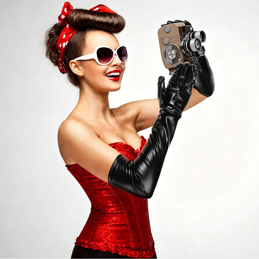 Leather Long Gloves Party Nightlub