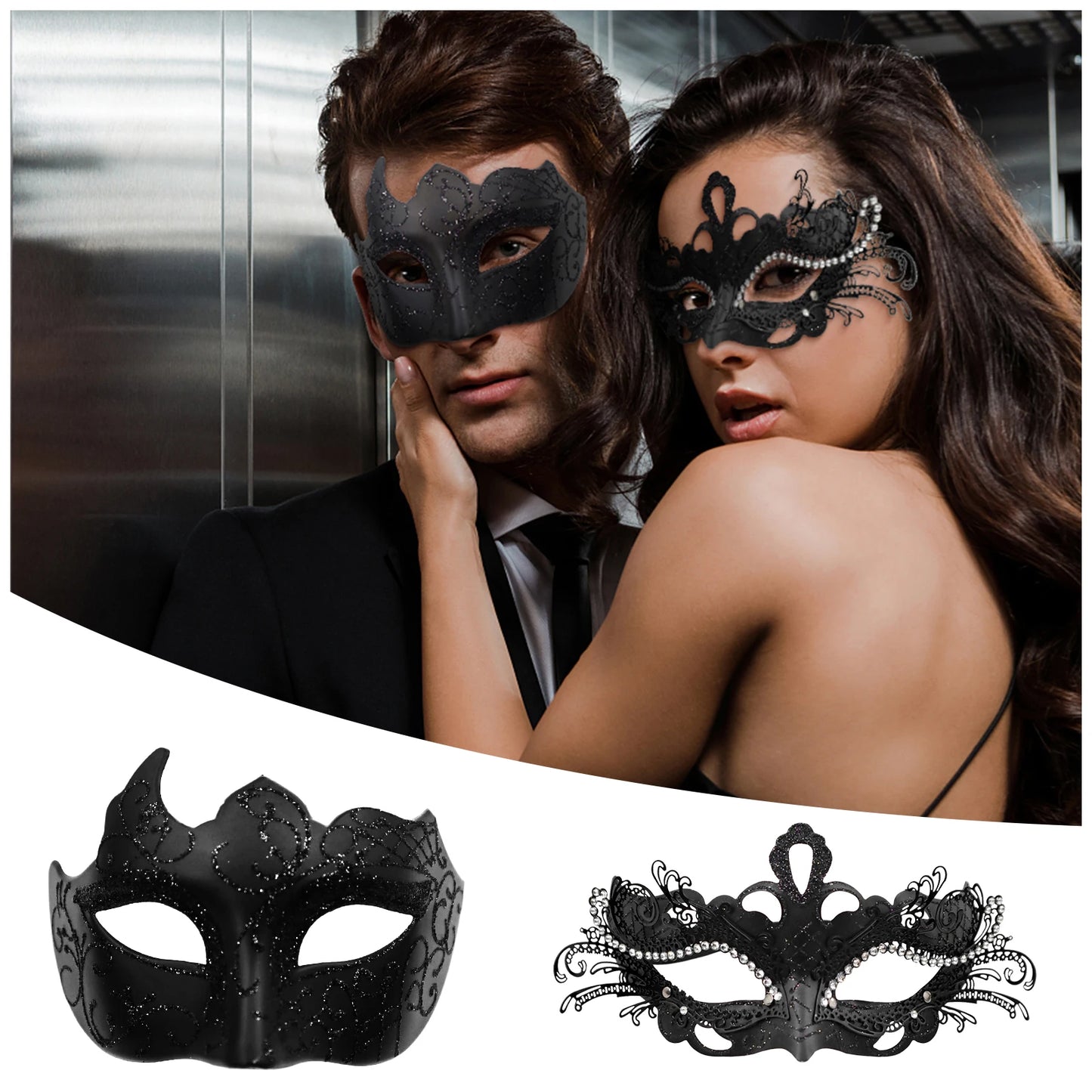 Couples Masquerade Venetian Ball Mask Set