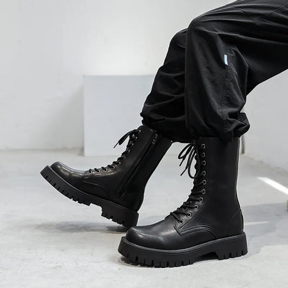 Men's Genuine Leather Motorcycle Boots High-top