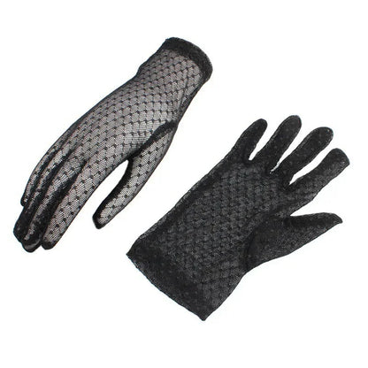 Black Lace Gloves Mesh Hollow High Elasticity Transparent Gloves