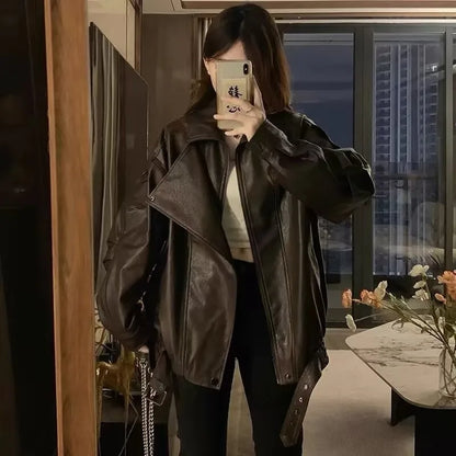 Solid Turn Down Collar Fall Jacket