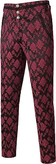 Gothic Pants Vintage Vampire  Steampunk Jacquard Leisure Slim