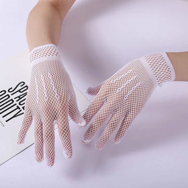 Lace Hollow Out Gloves Mesh Thin Mittens