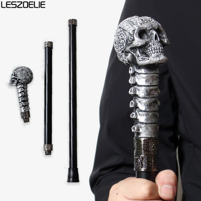 Silver Black Resin Skull Head Walking Stick Cane