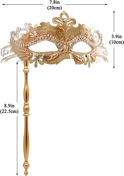 Masquerade Mask with Stick Venetian Mask Mardi Gras