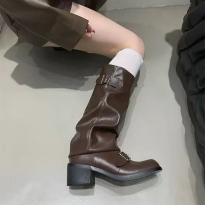 Knee High Fall Leather Boots