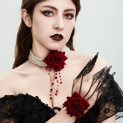 Dripping Blood Imitation Pearls Necklace Choker