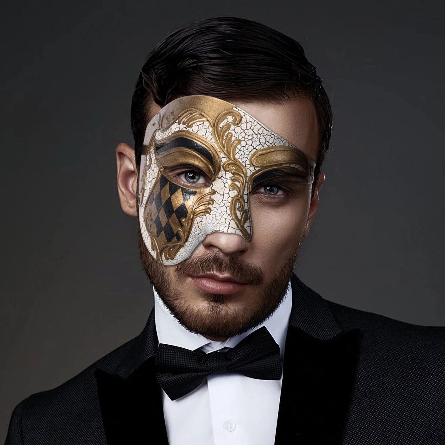 Men's masquerade mask Vintage Venice Phantom of the Opera half face