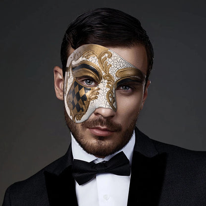 Men's masquerade mask Vintage Venice Phantom of the Opera half face