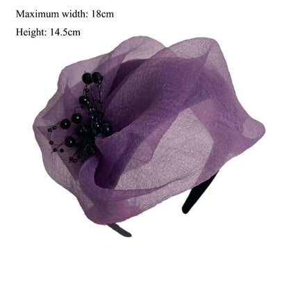 French Beaded Mesh Hairband Elegant Dinner Party Mesh Veil