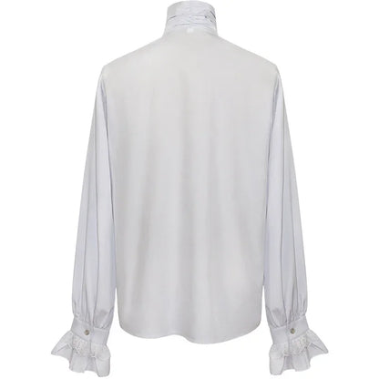 Vintage White Ruffled Vampire Renaissance Victorian Steampunk Gothic Shirt Men