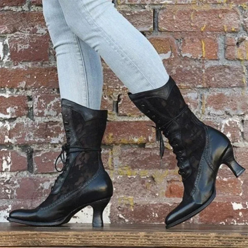 Elegant Victorian Pointed Witchy Boots