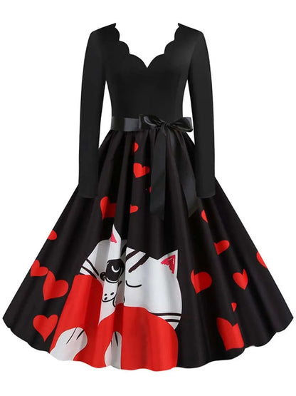 Vintage V Polka Dot Pin Up Dress