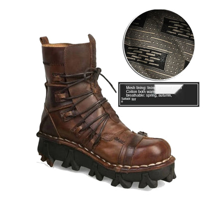 Men's Cowhide Genuine Leather Skull Desert Ankle Boots Handmade